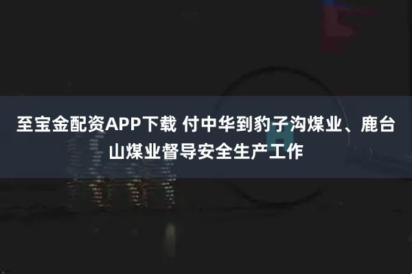 至宝金配资APP下载 付中华到豹子沟煤业、鹿台山煤业督导安全生产工作