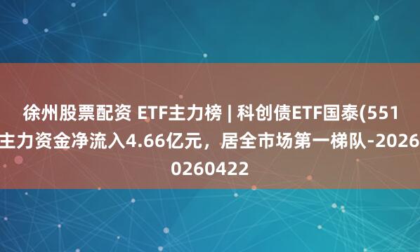 徐州股票配资 ETF主力榜 | 科创债ETF国泰(551800)主力资金净流入4.66亿元，居全市场第一梯队-20260422